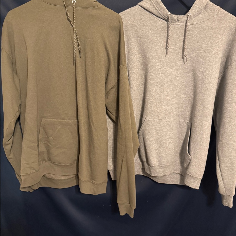 Men's Casual Hoodie Set - Olive and Gray